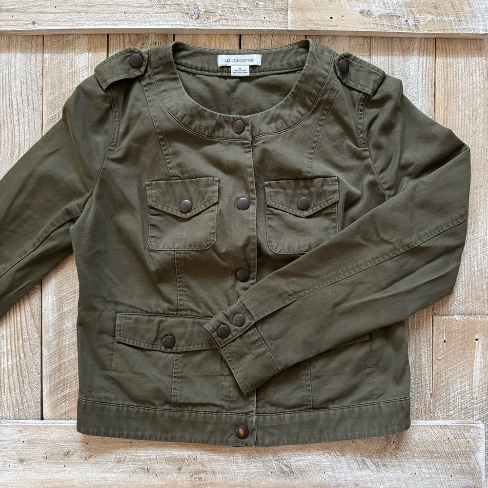 Liz Claiborne 100% Cotton Utility Crop Jacket